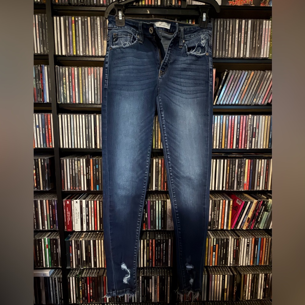 KanCan Dark Blue Denim Distressed Skinny Y2K style Jeans XS/2